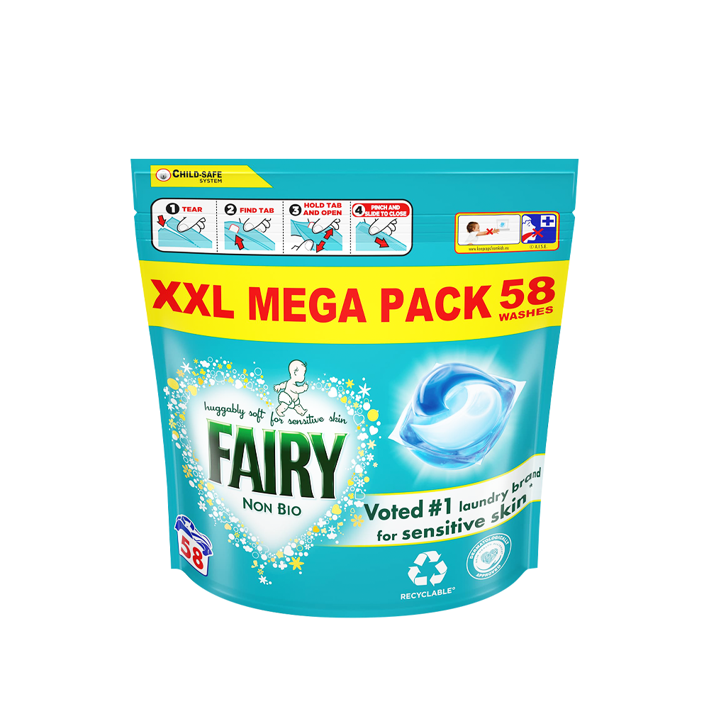 [P&G] Fairy Non Bio Laundry Liquid Pods 58pcs