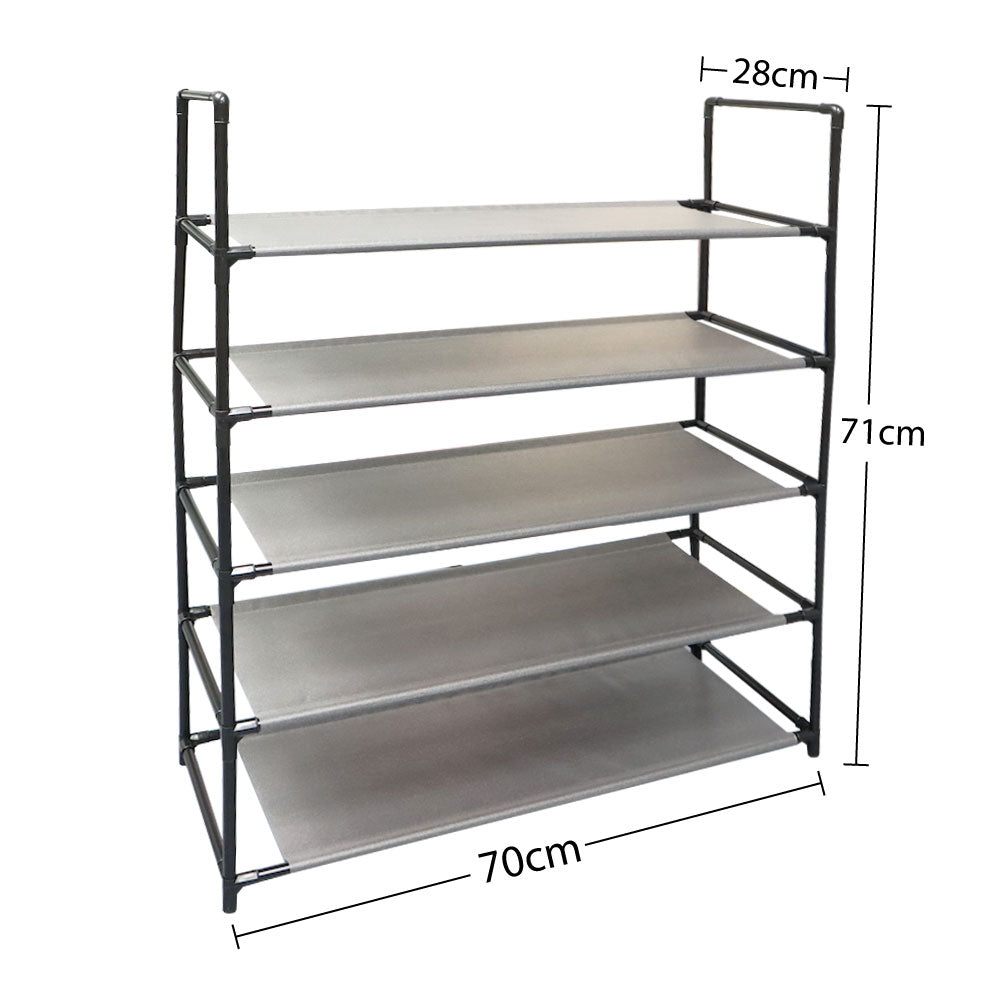 5 Tier Grey and Black Shoe Rack