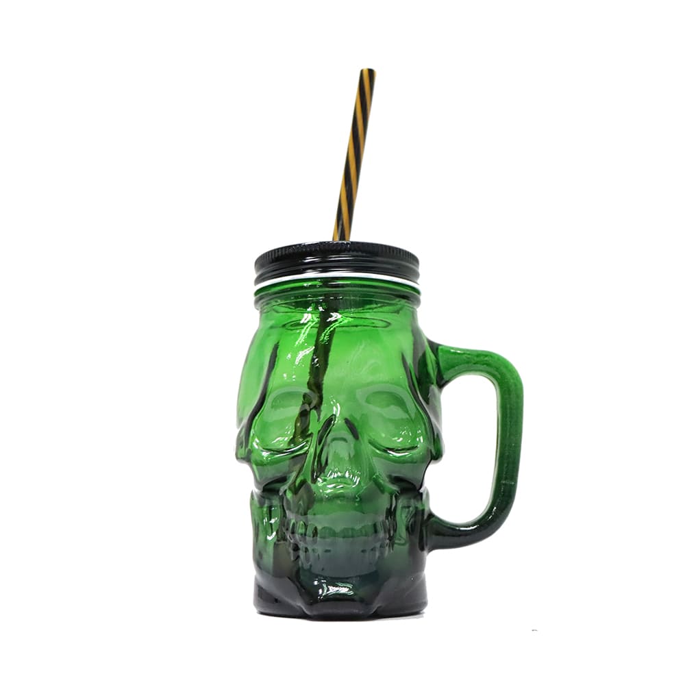 Skull Mug with Lid and Straw