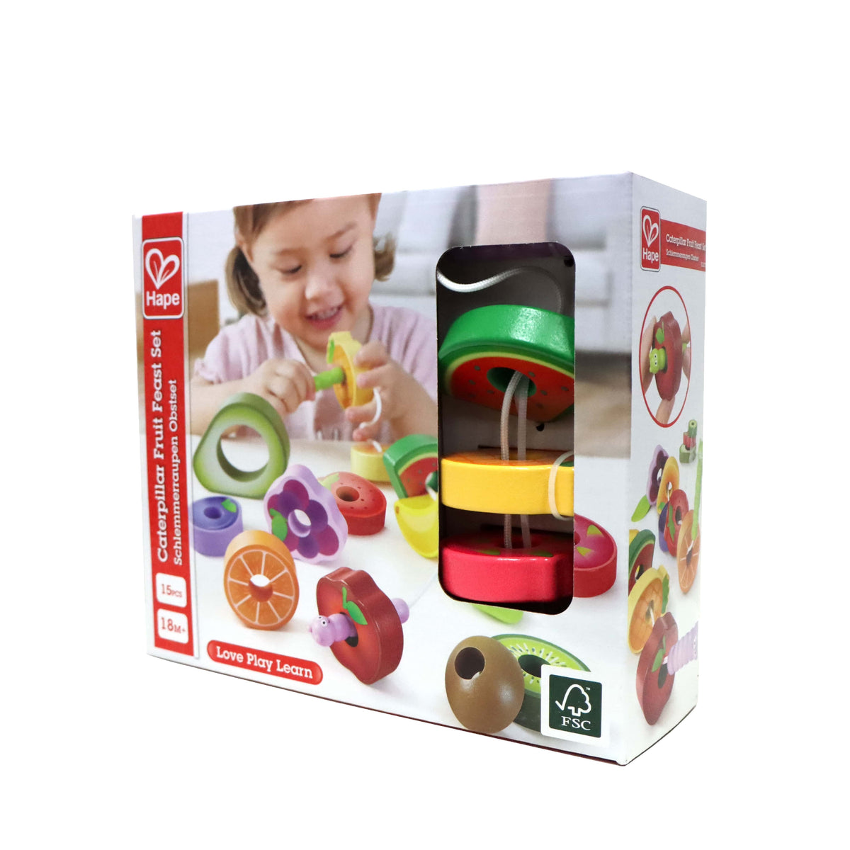 Hape 嬰幼兒玩具 貪吃蟲水果穿穿樂 (18M+)