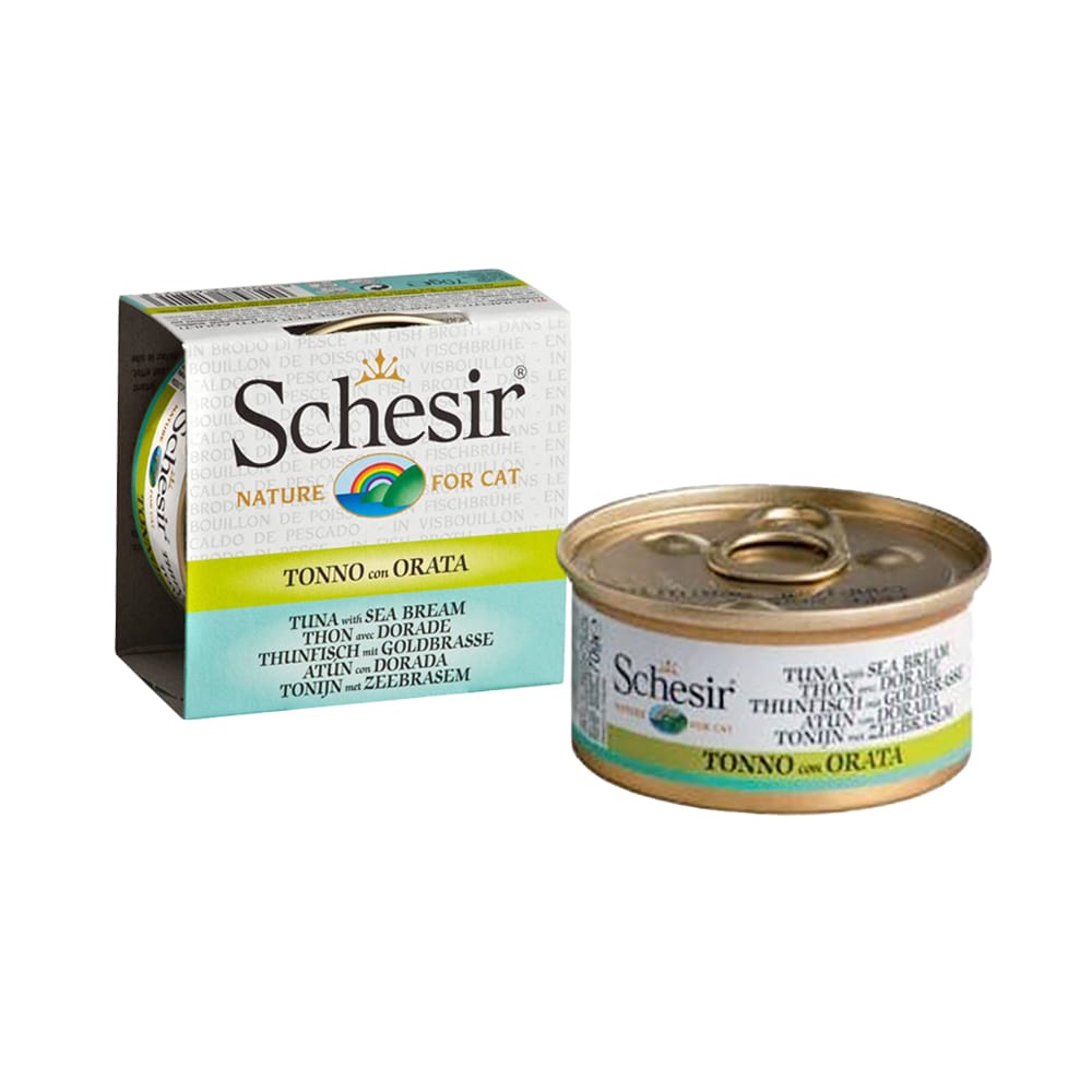 Schesir 湯煮吞拿魚鯛魚貓罐頭 70克