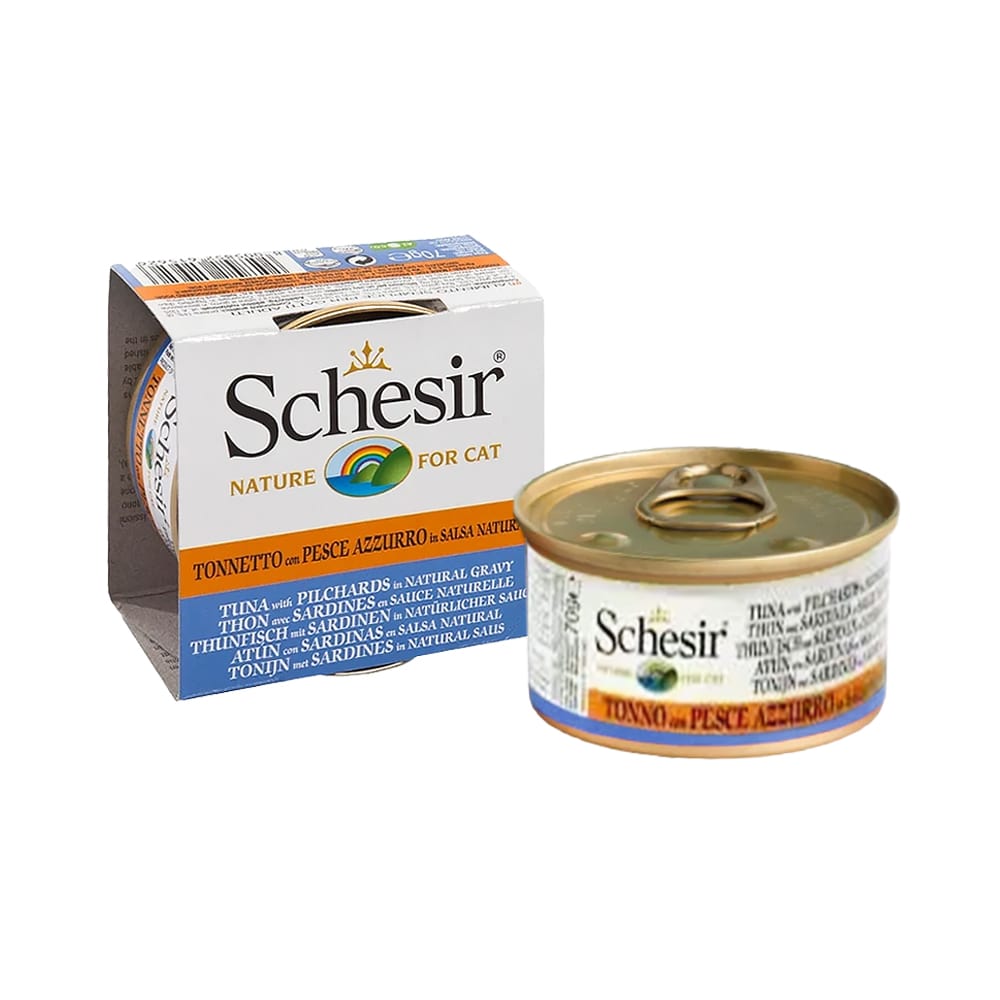 Schesir 無穀吞拿沙丁魚肉汁貓罐頭 70克