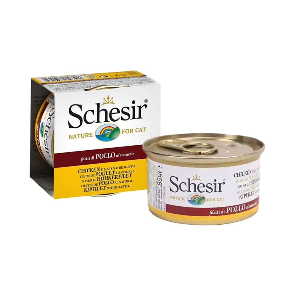 Schesir 全天然雞肉絲白飯水煮貓罐頭 85克