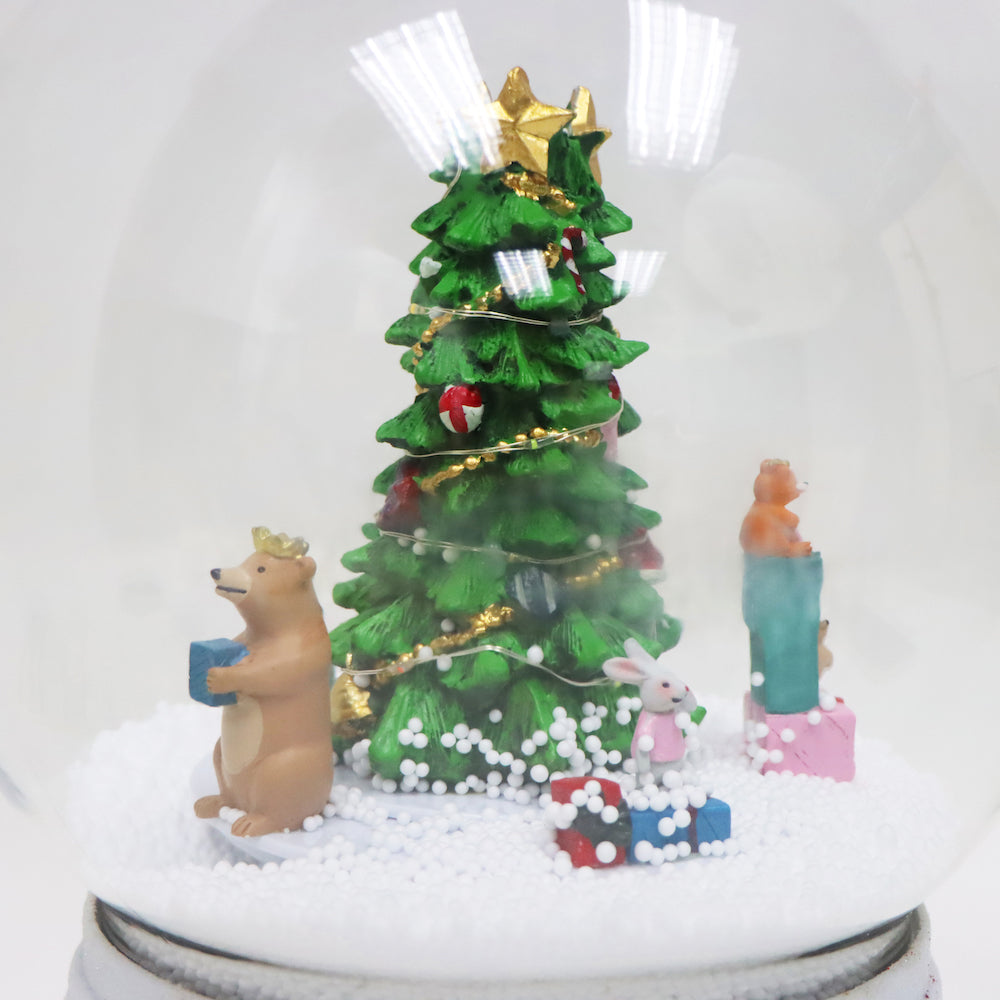 白色聖誕水晶球 (節慶動物款)