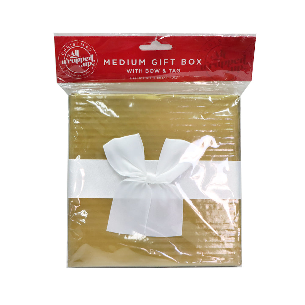 金色聖誕禮物盒 (附蝴蝶結及小卡牌)