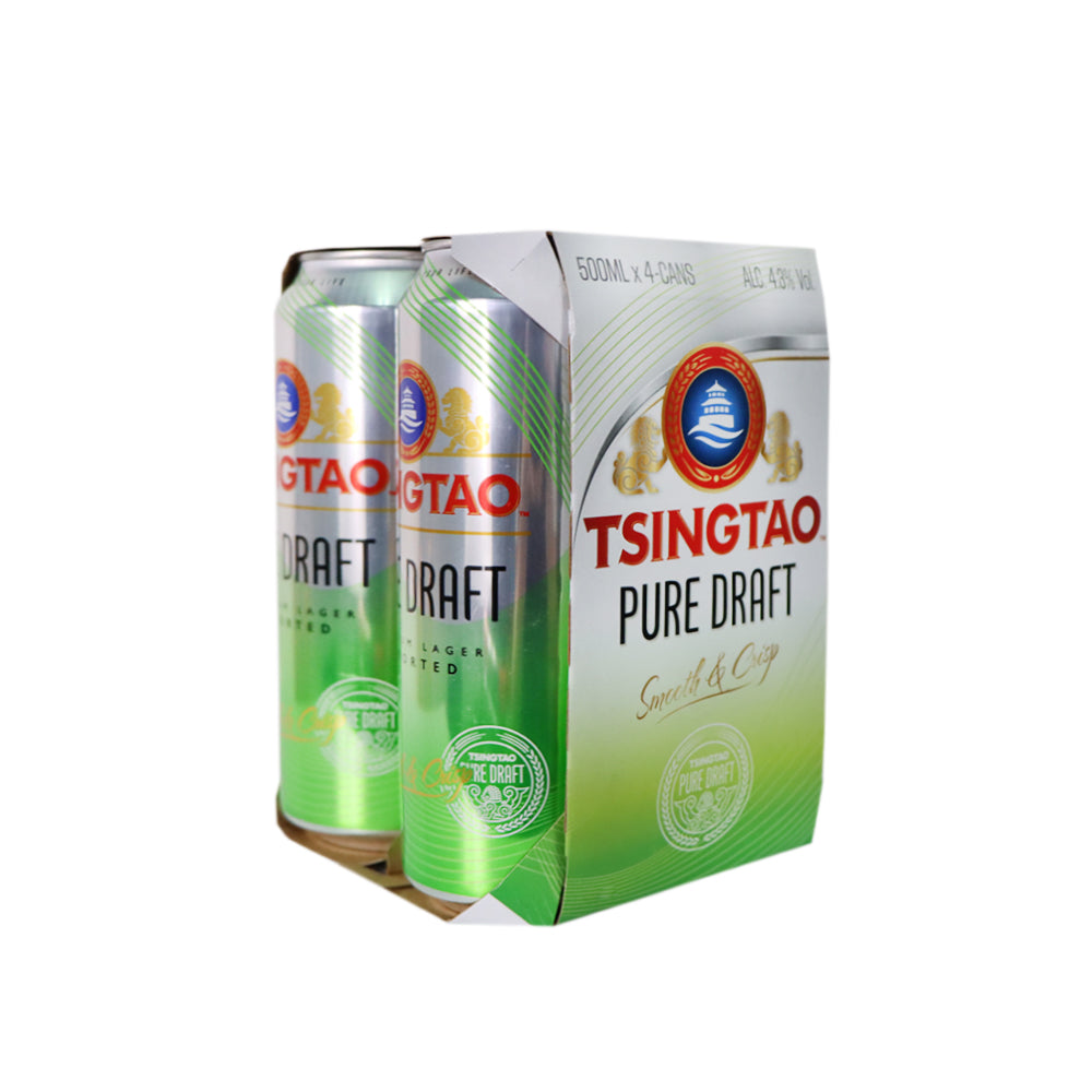 Tsingtao Beer Pure Draft Beer 500ml X 4 Cans