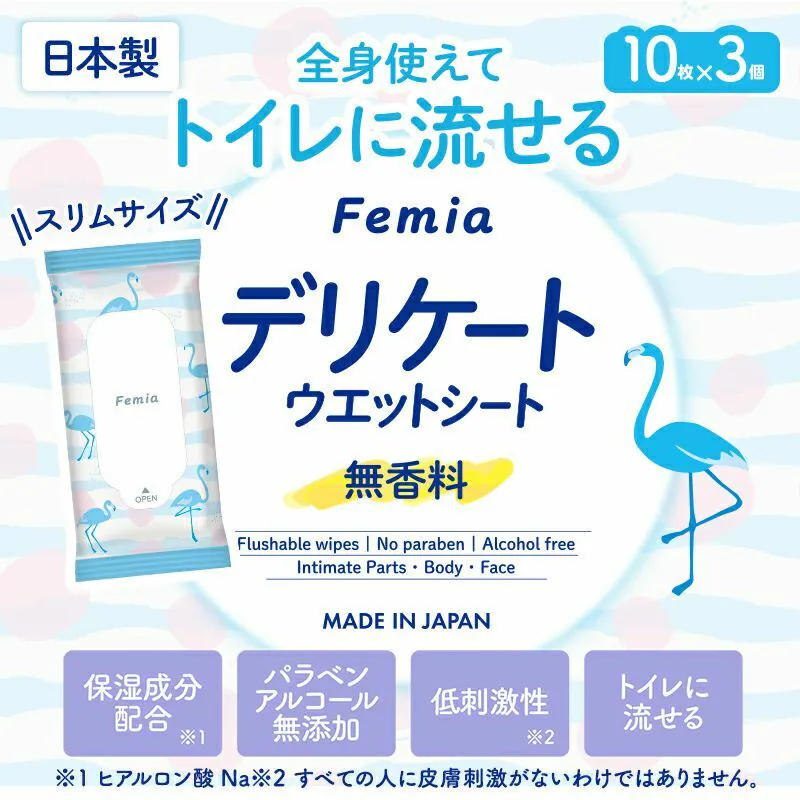 LEC Femia Femwet 女性私密濕紙巾 (天然無香) 10張x3包