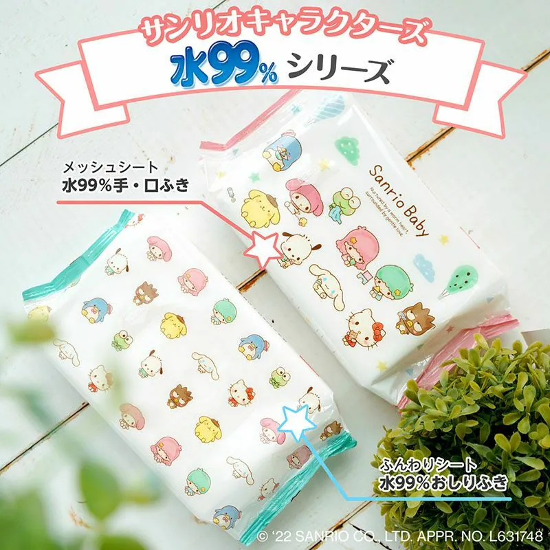 LEC Sanrio 99.9%純水濕紙巾兩包設計，適合Sanrio粉絲，增加日常樂趣和安全護理。