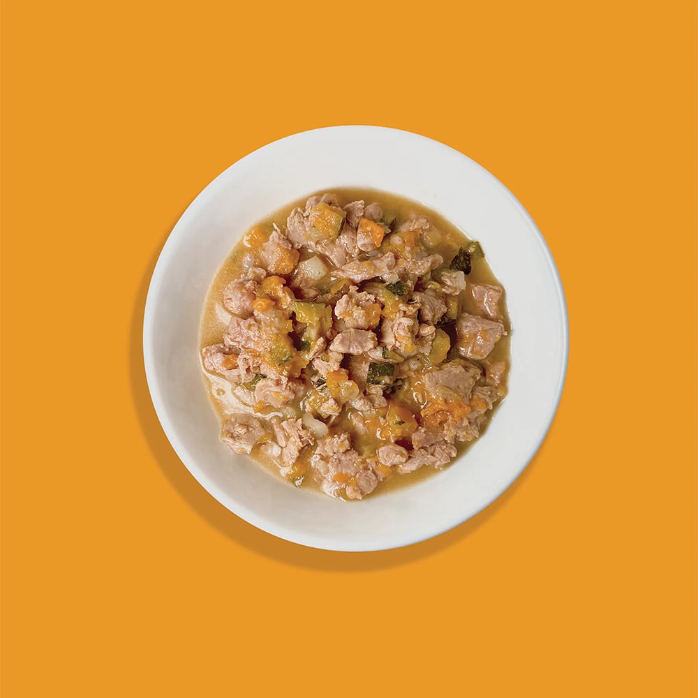 五歲半鴨鴨佐南瓜狗狗主食餐150克，含上等鴨肉和南瓜的美味狗糧，營養滿分。