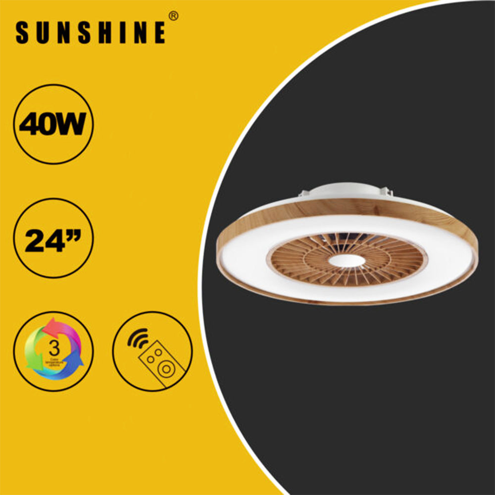 Sunshine CFDW- 24寸 LED遙控鴻運風扇燈 木紋款