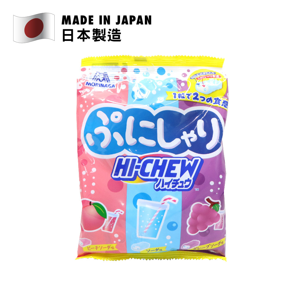 Morinaga HI-CHEW Soda Mix Premium Chewy Candy (Soda, Peach Soda & Grape Soda) 68g