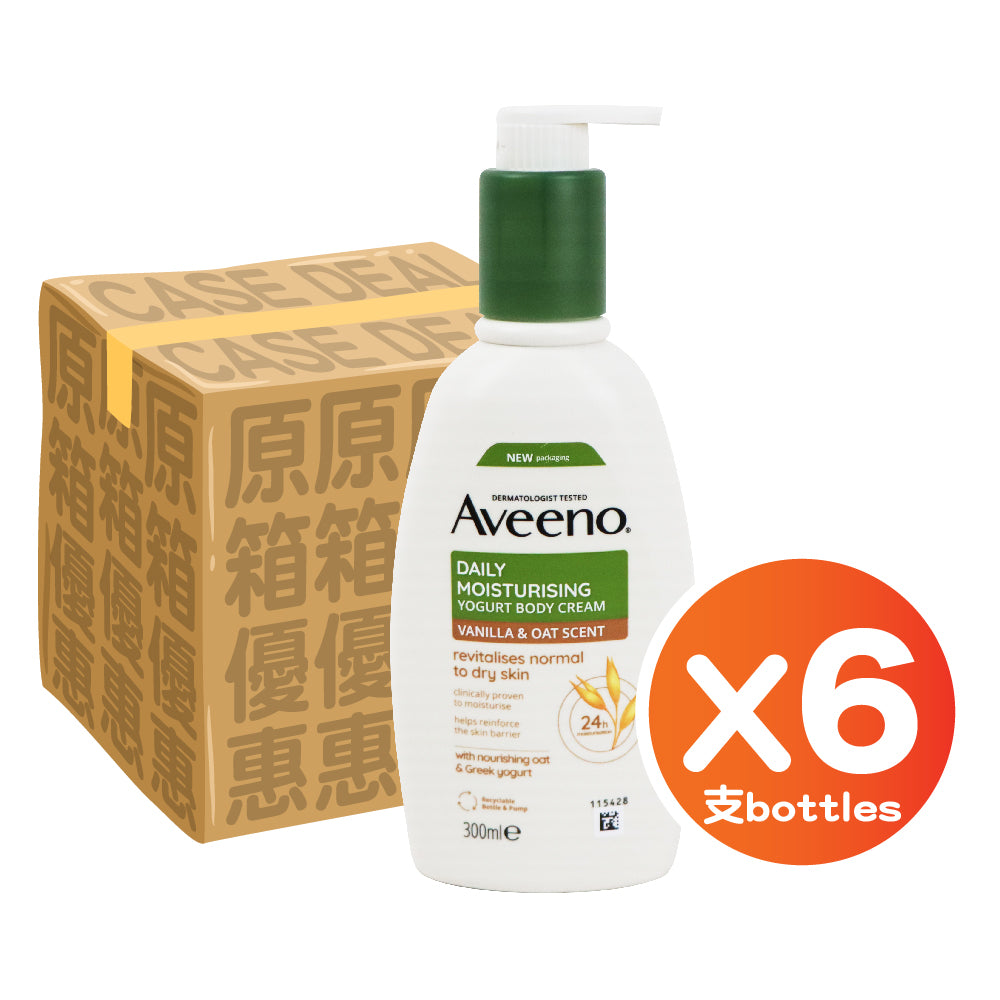 Aveeno 天然保濕乳酪潤膚乳 雲尼拿及燕麥香味 泵裝 300毫升(6支裝)