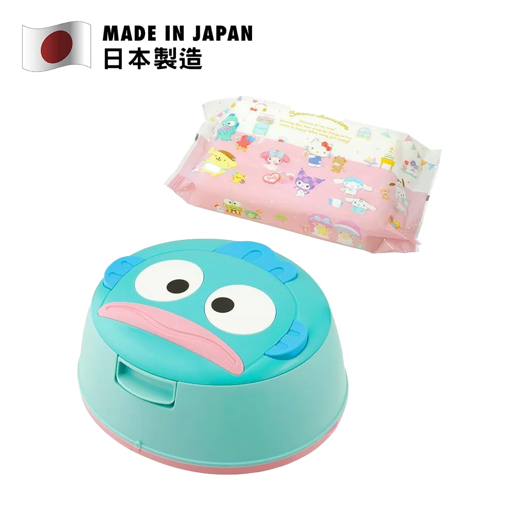 LEC Hangyodon 99.9% 純水濕紙巾包裝和可愛盒子，適合Sanrio粉絲的日本製品