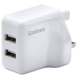 Goodmans USB雙端口快速充電器插蘇 白色