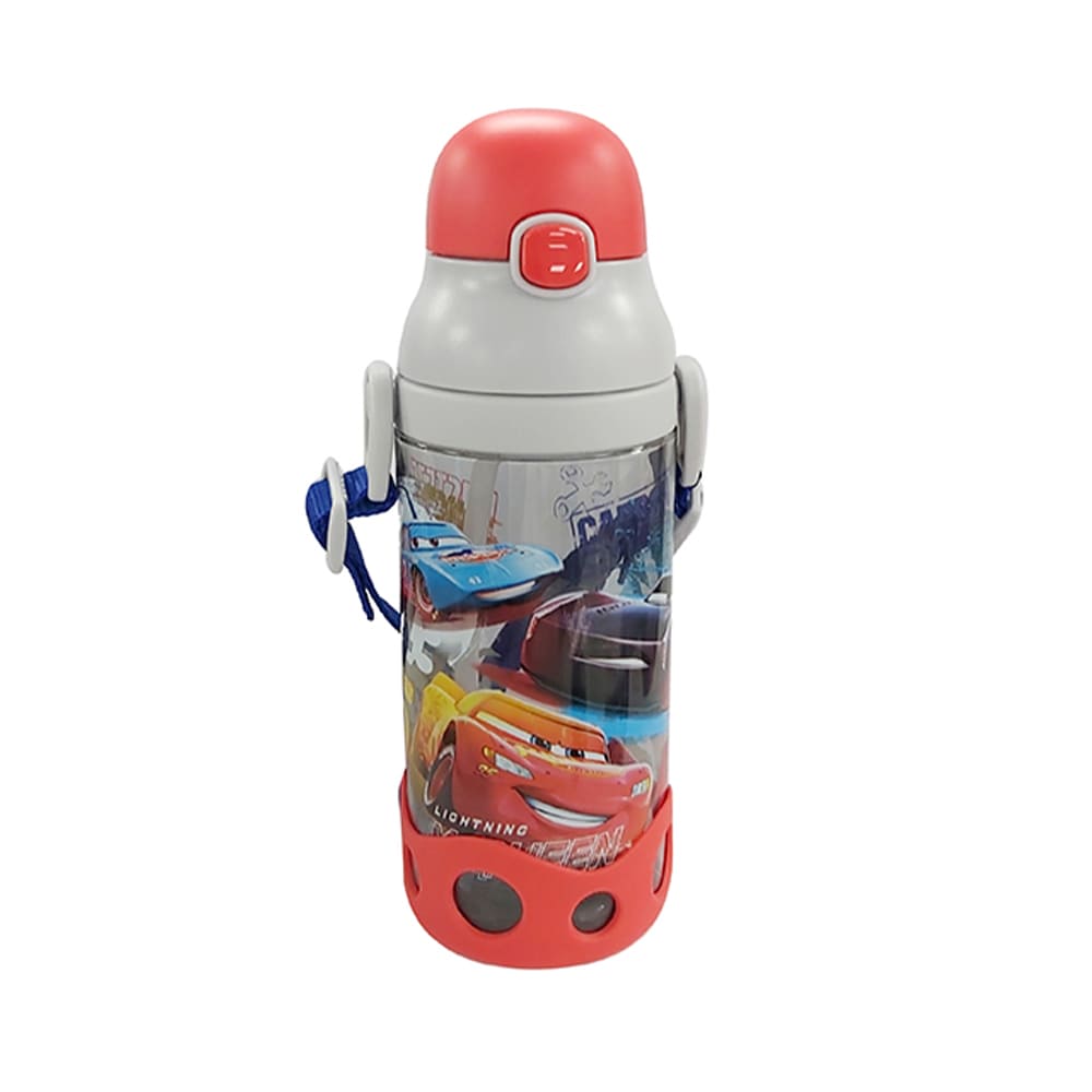 Cars Water Bottle W/Straw &amp; String 450 ml