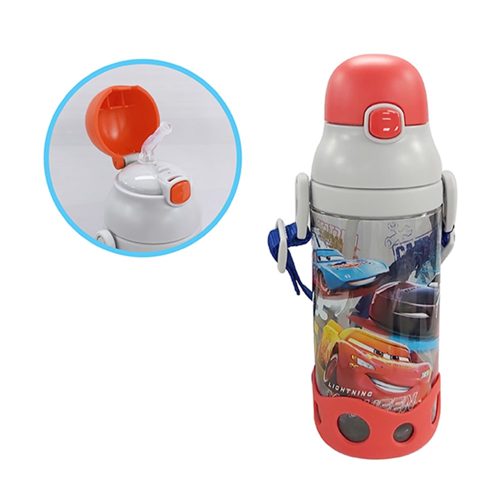 Cars Water Bottle W/Straw & String 450 ml