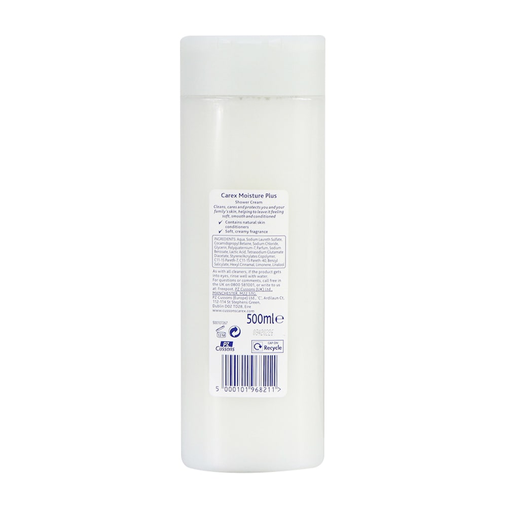 Carex 加護 深層滋潤淋浴乳 (無皂配方) 包裝背面
