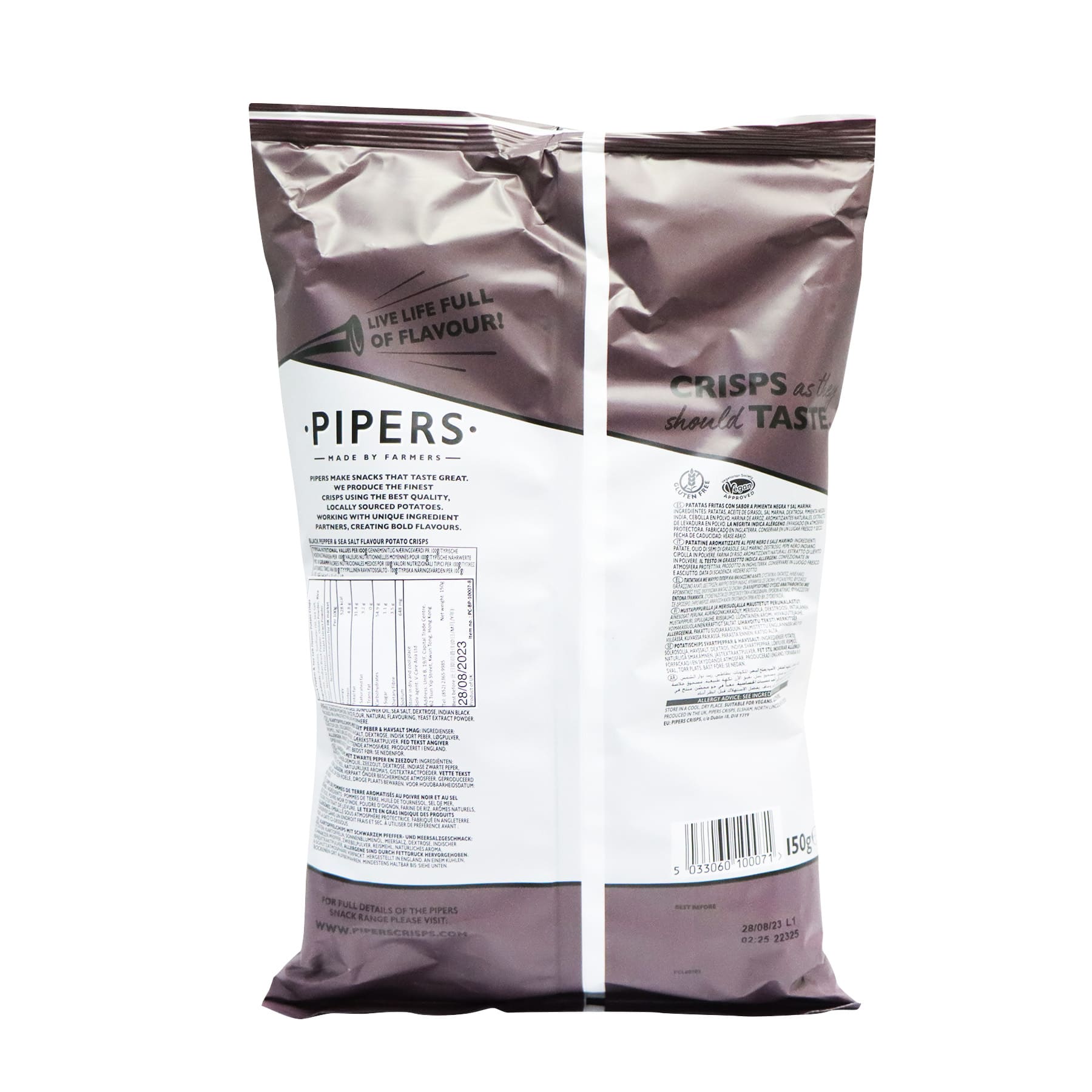 Pipers Crisps Black Pepper & Sea Salt 150g