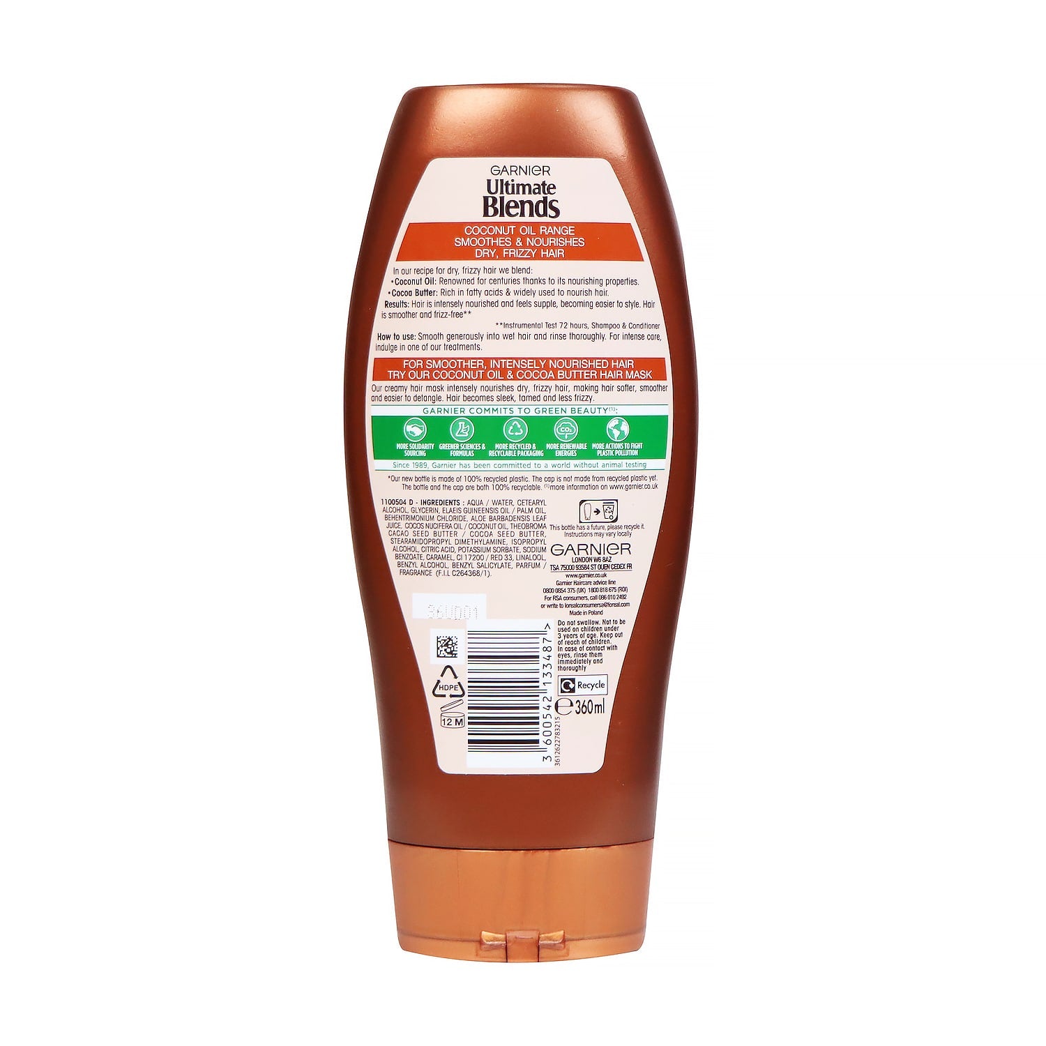 Garnier Ultimate Blend 椰子油無矽純素護髮素 360毫升 (針對毛糙受損髮質)
