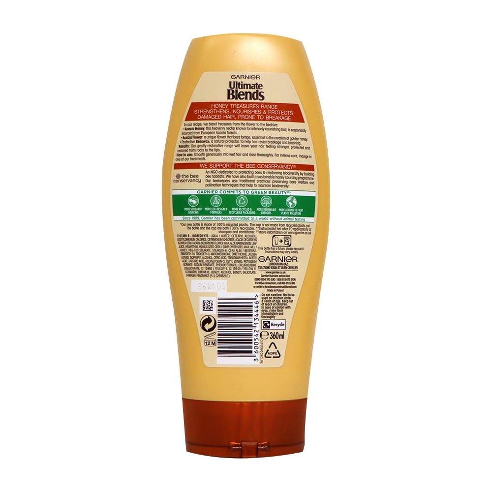 Garnier Ultimate Blend 蜂蜜無矽修護護髮素 360毫升 (針對易斷受損髮質)