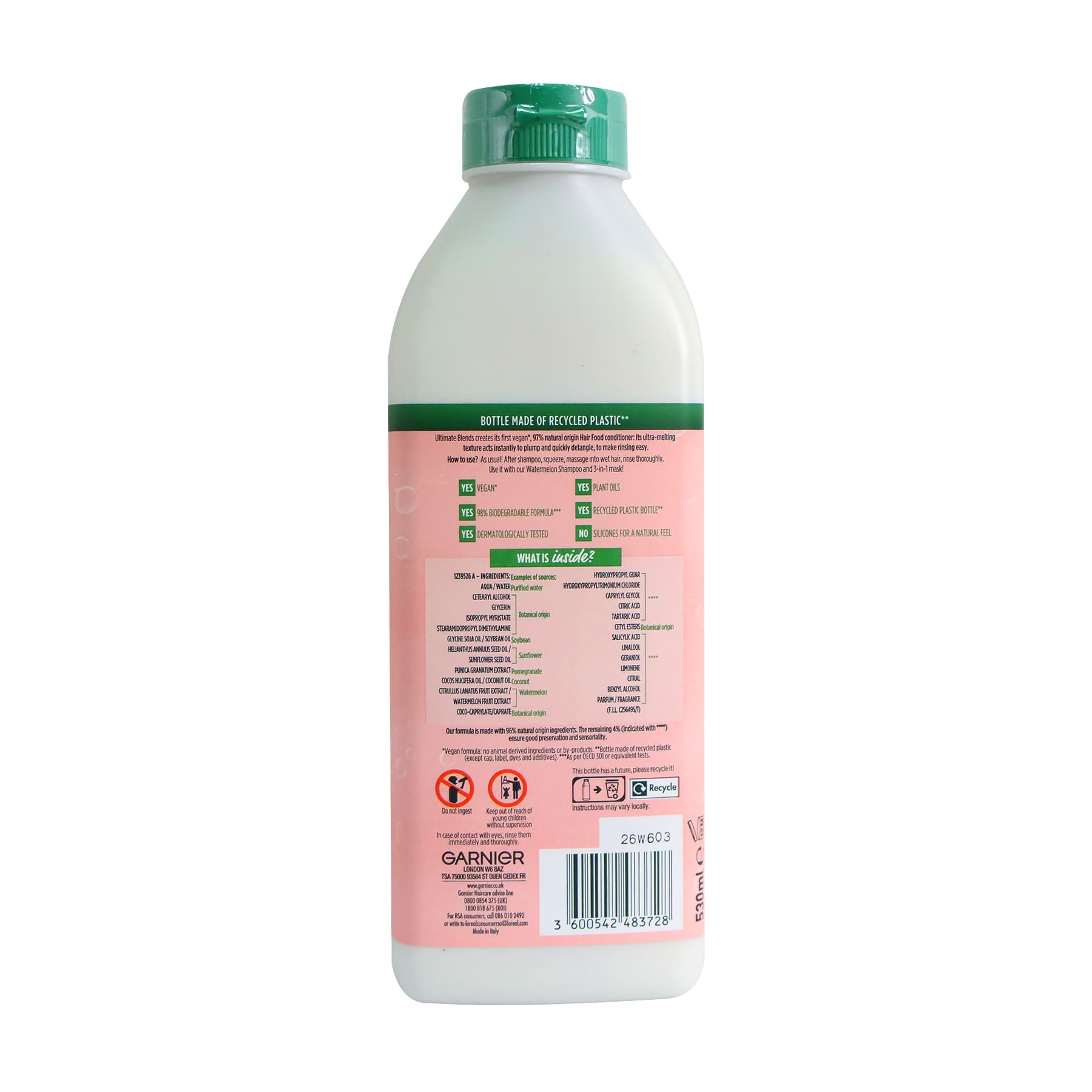 Garnier Ultimate Blends 天然豐盈護髮素 530毫升 (西瓜精華)