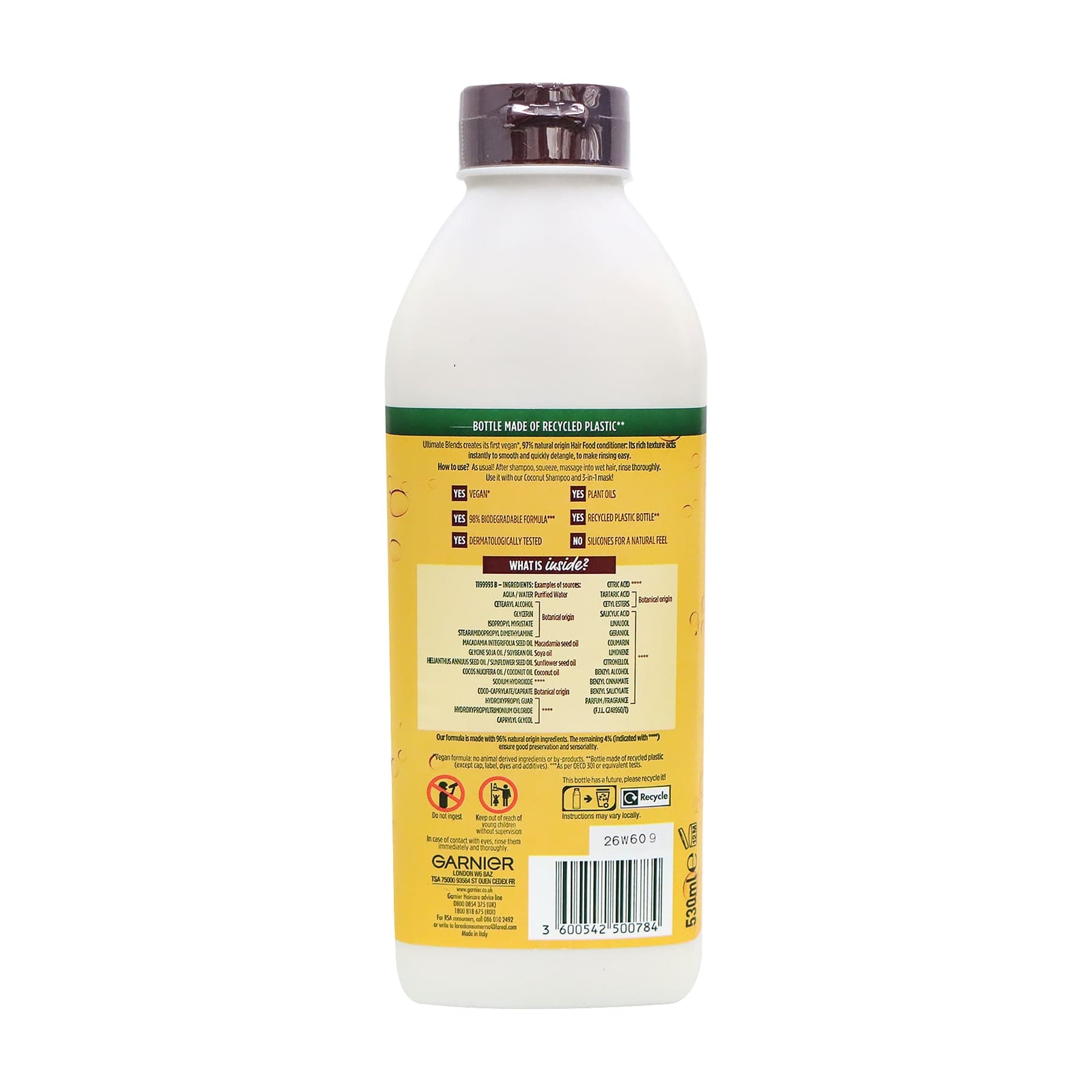 [BB] Garnier Ultimate Blends Hair Food Conditioner 530ml (Coconut & Macadamia)