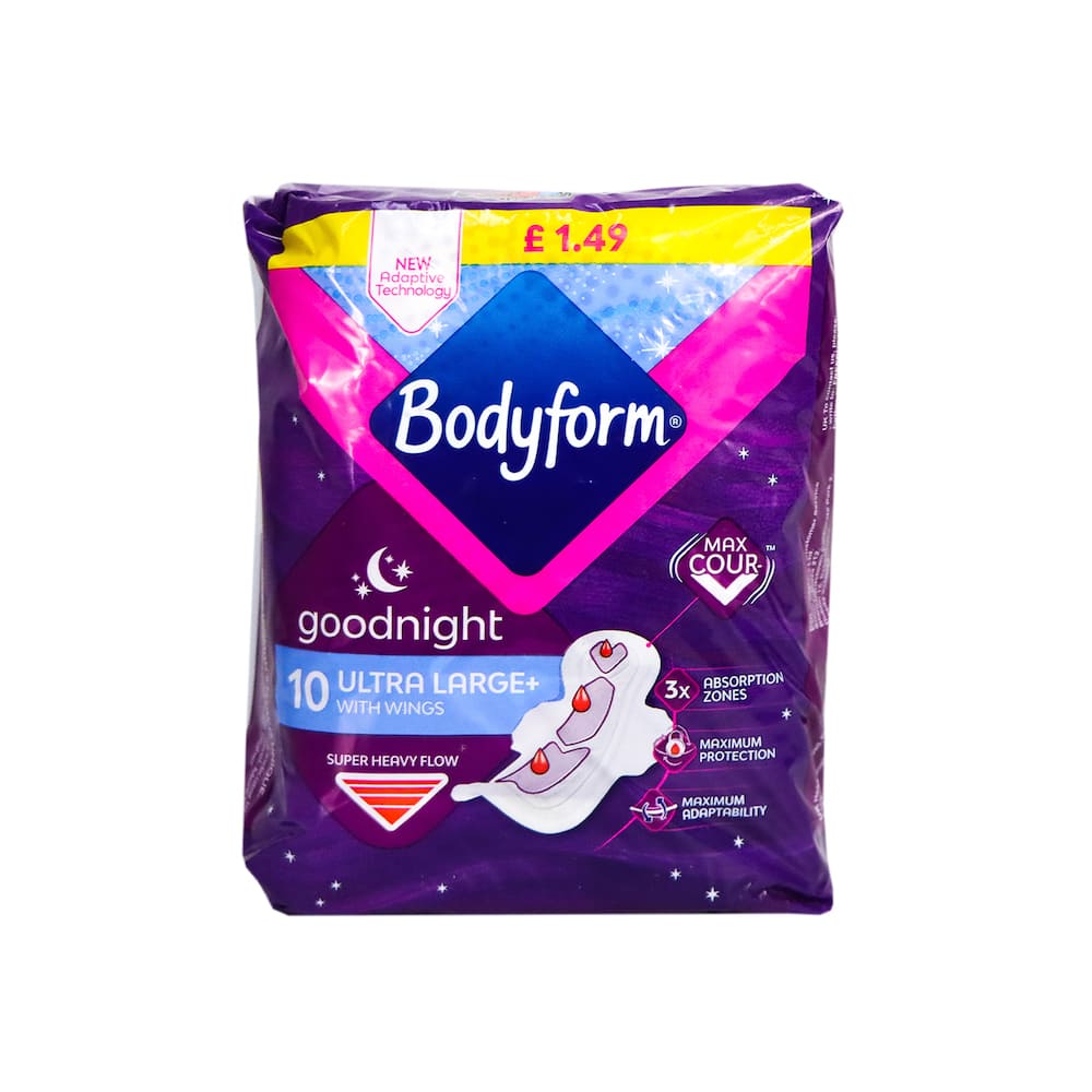 Bodyform Ultra Goodnight Pads with Wings 31.5cm (10pcs)