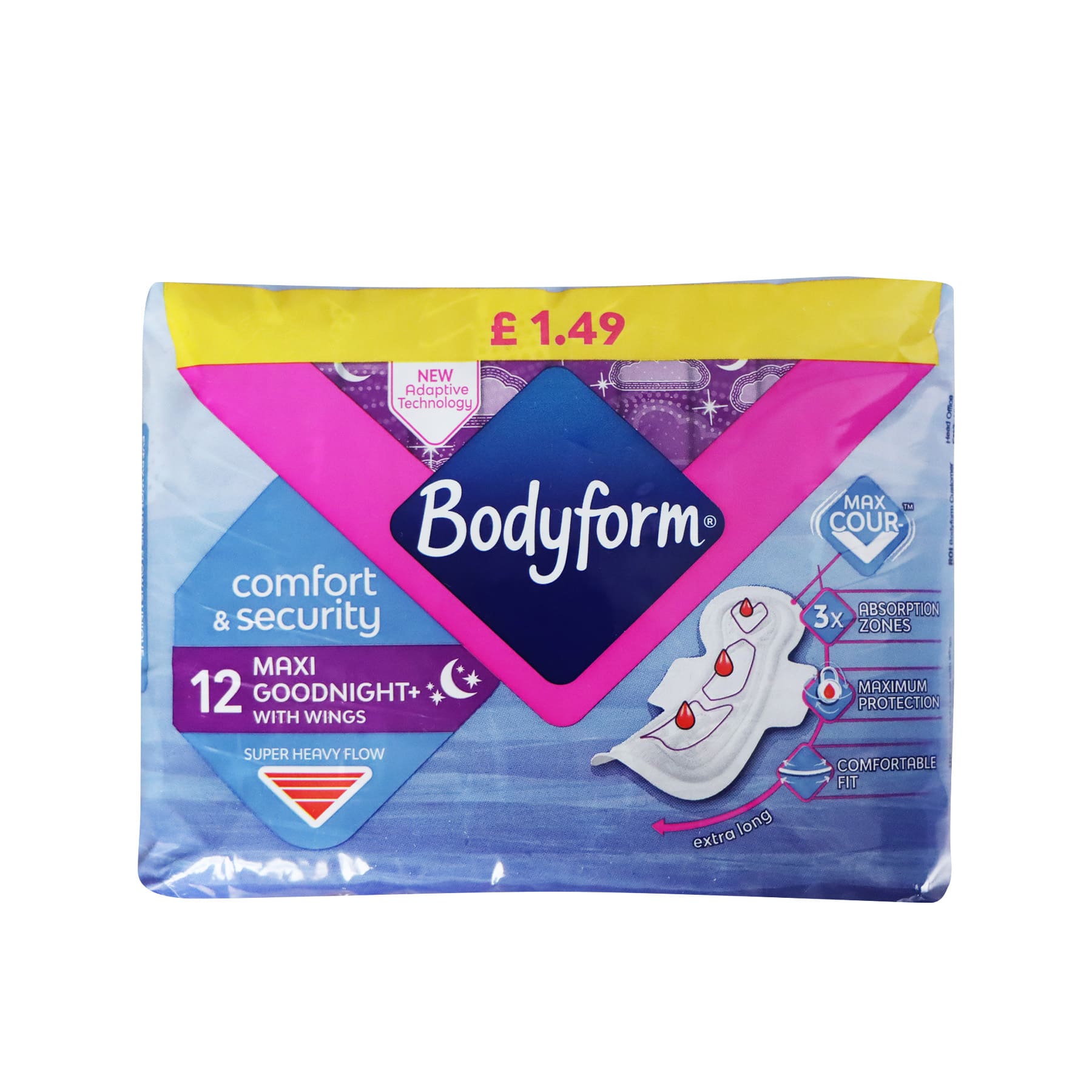 Bodyform Maxi Goodnight Pads with Wings 32cm (12pcs)
