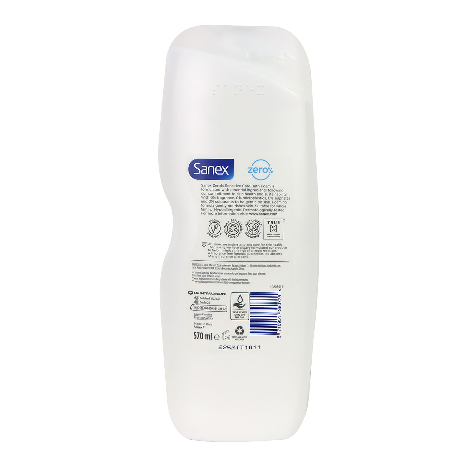 Sanex Zero% Sensitive Skin Bath Foam 570ml