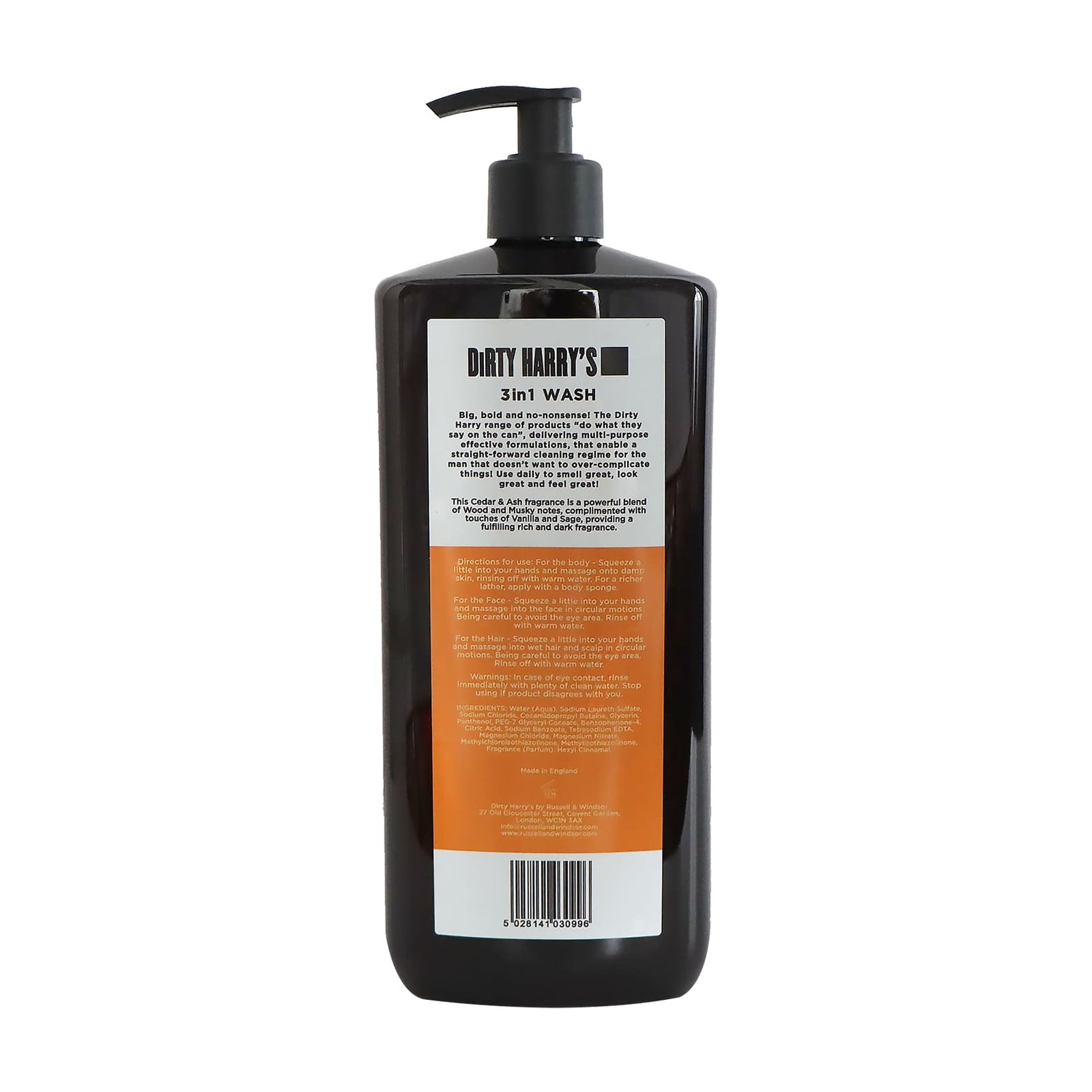 Dirty Harry's 三合一洗髮沐浴露 雪松及白蠟木香 1公升