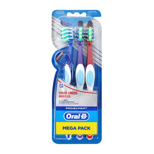Oral-B 專業多向潔淨刷毛牙刷 3支裝 (藍色+紫色+紅色)