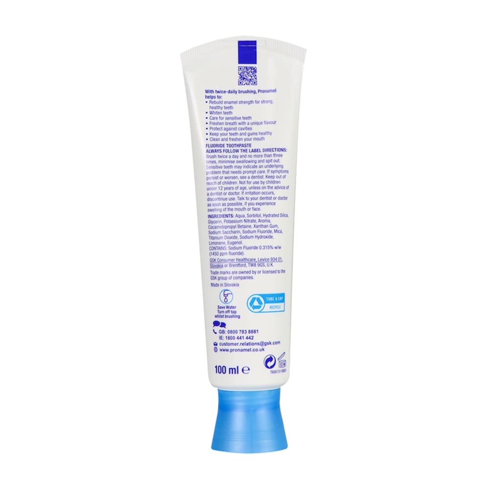 Sensodyne 舒適達 ProNamel專業全方位強化琺瑯質牙膏 包裝背面