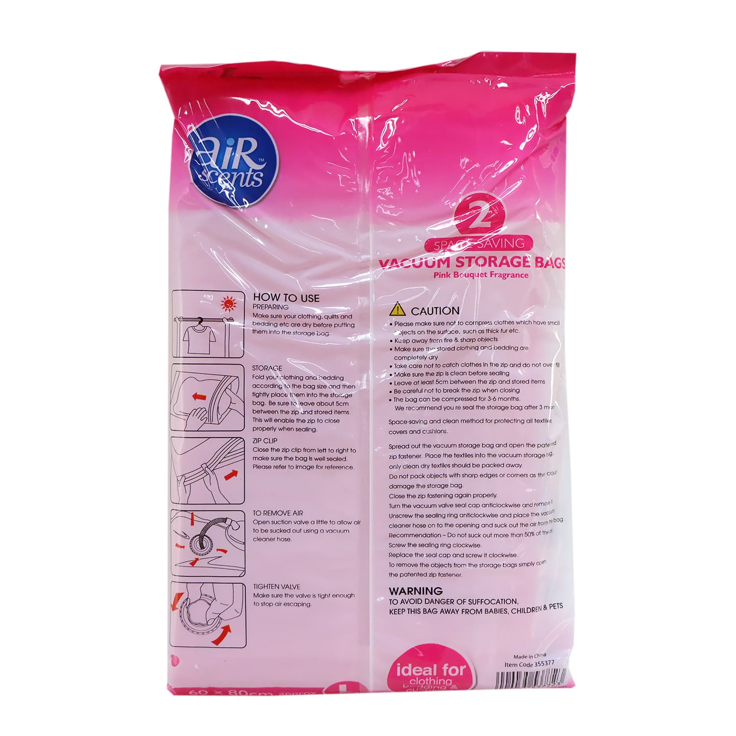 AirScents Vacuum Storage Bags 2pcs (Pink Bouquet)