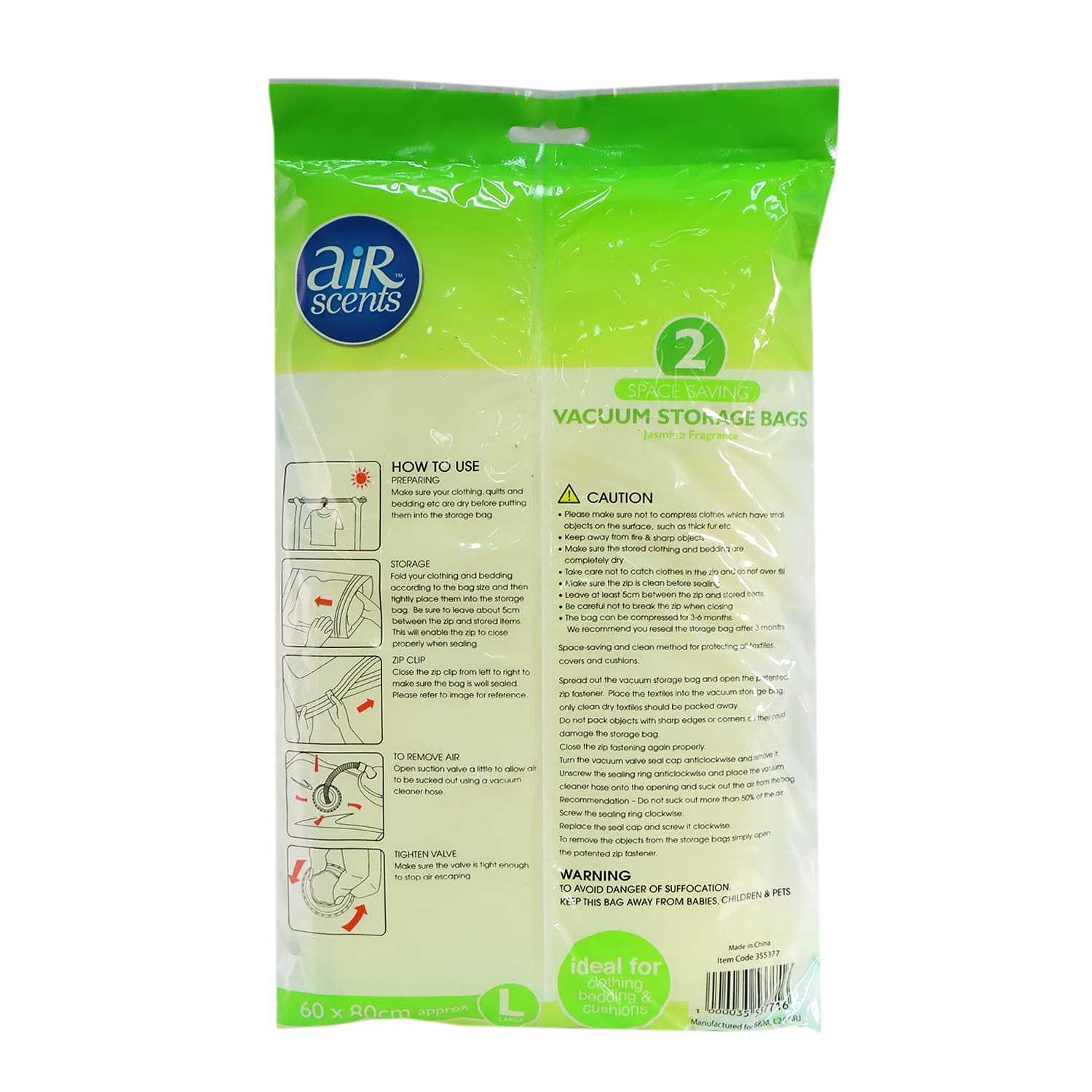 AirScents Vacuum Storage Bags 2pcs (Jasmine)