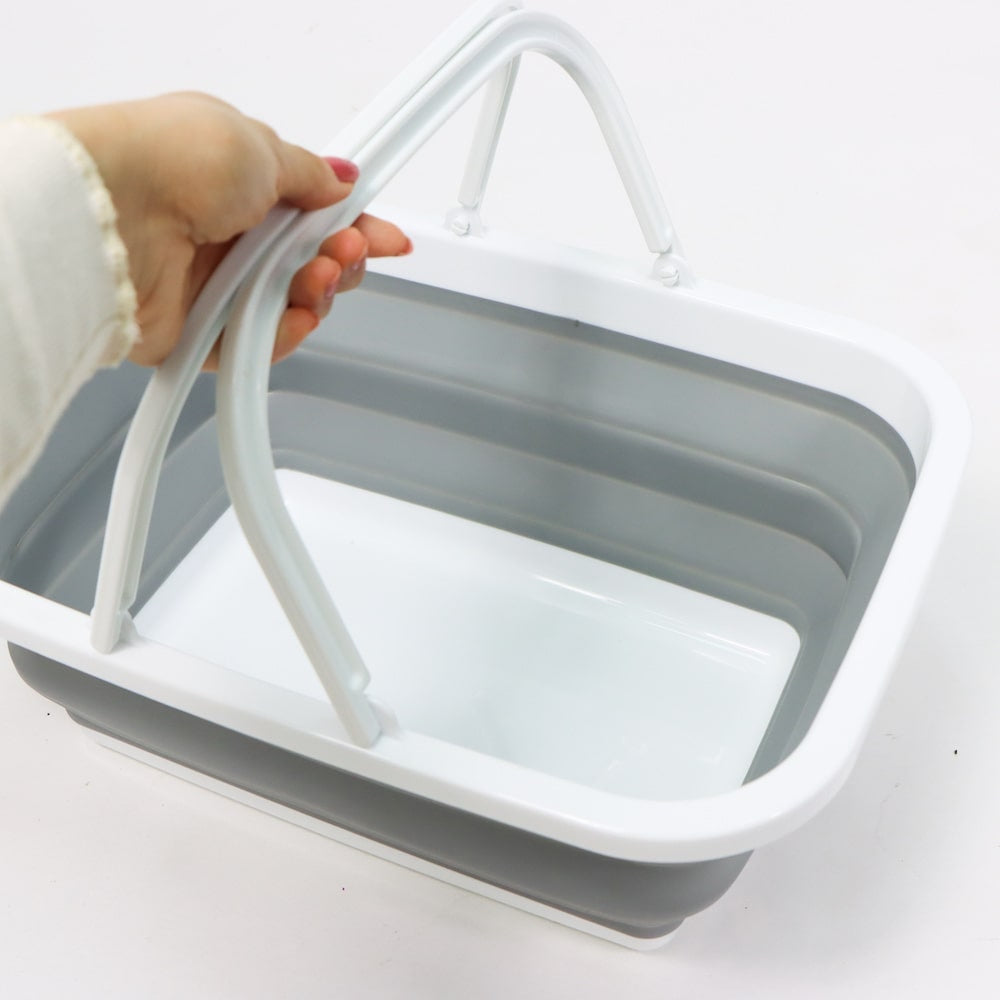 可摺疊長方籃帶手柄