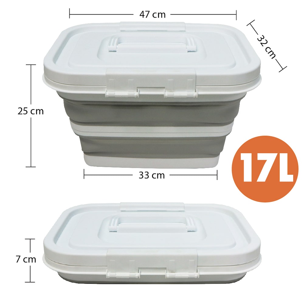 可摺疊帶蓋矽膠籃17L尺寸