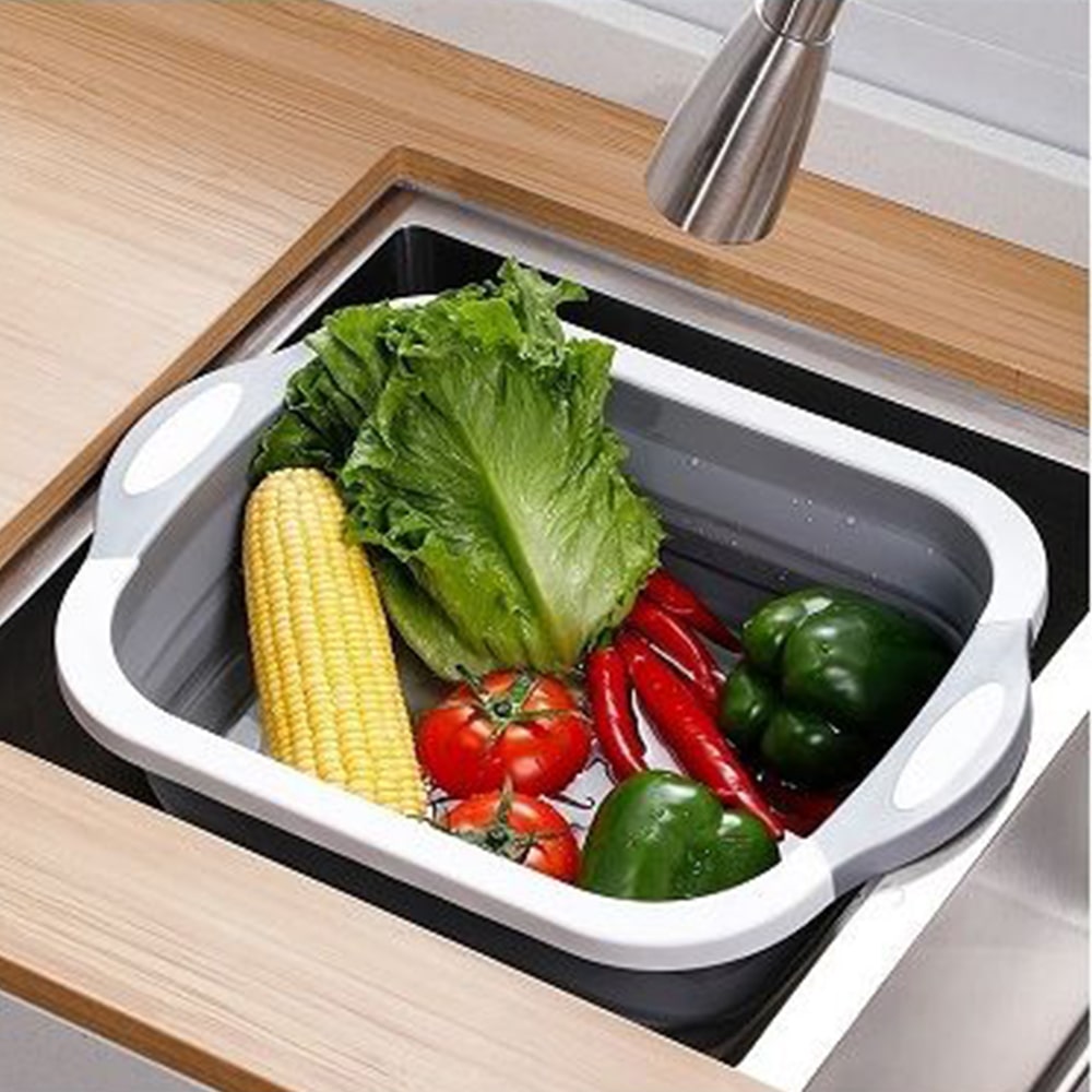15L可摺疊矽膠瀝水籃可以清洗蔬果