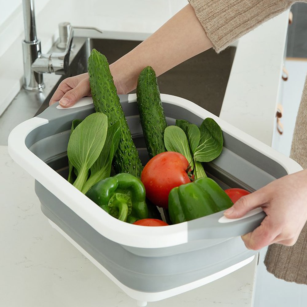 15L可摺疊矽膠瀝水籃可以清洗蔬果