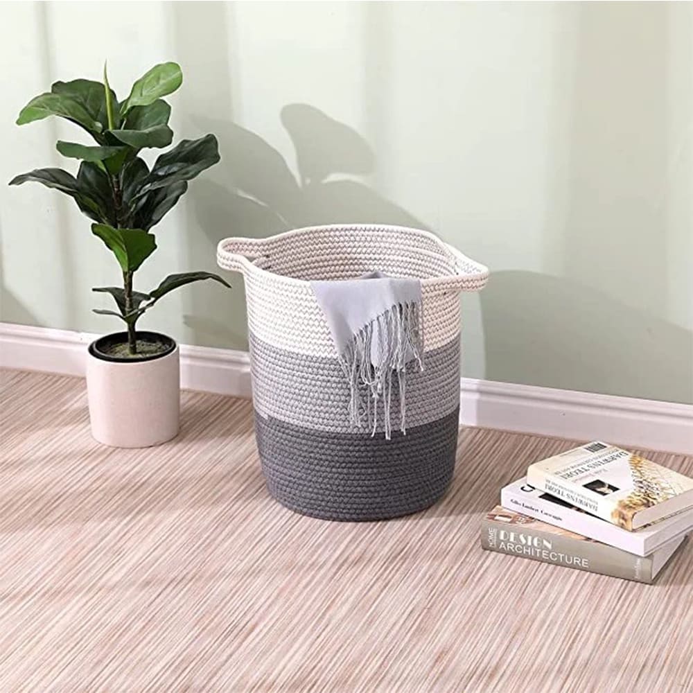 Woven Cotton Laundry Hamper With Handles