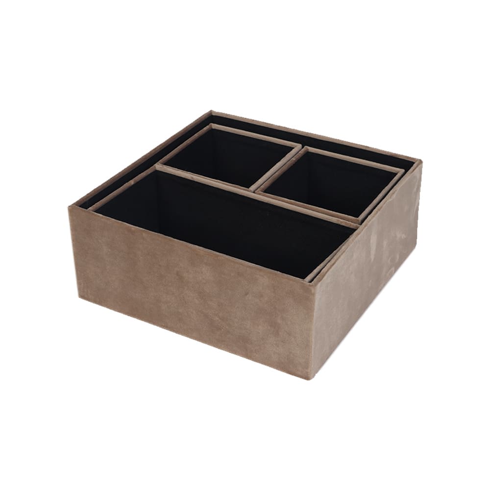 米色絲絨組合收納盒(4件組)