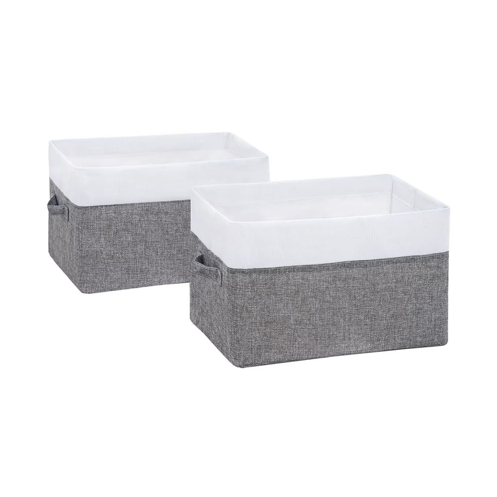 Storage Baskets with Metal Frame White x Grey 2pcs