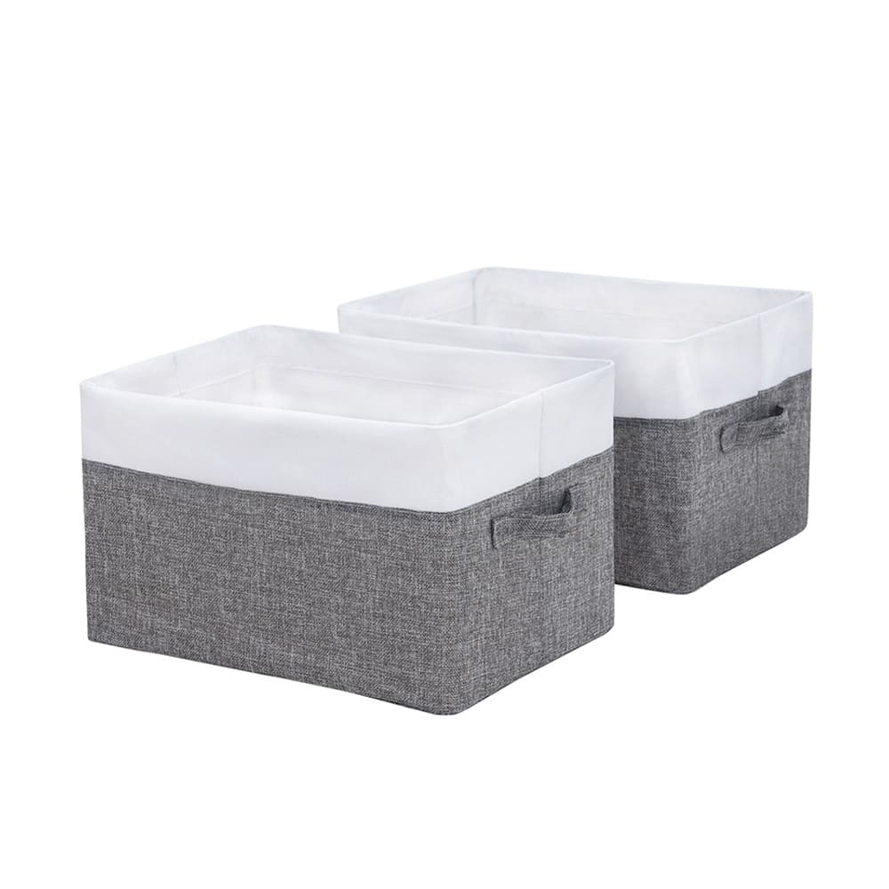 Storage Baskets with Metal Frame White x Grey 2pcs
