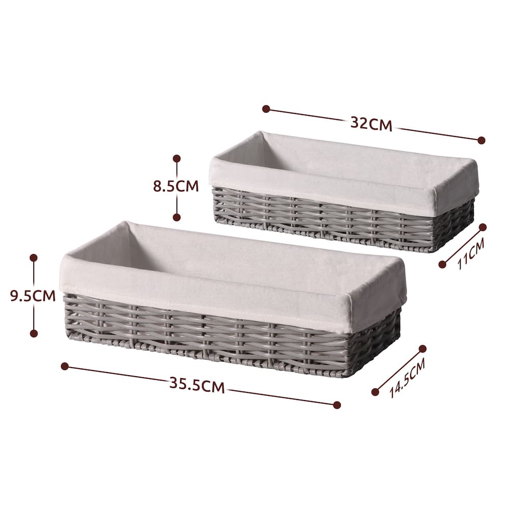 雙色儲物收納藤籃(白+灰色) 2個