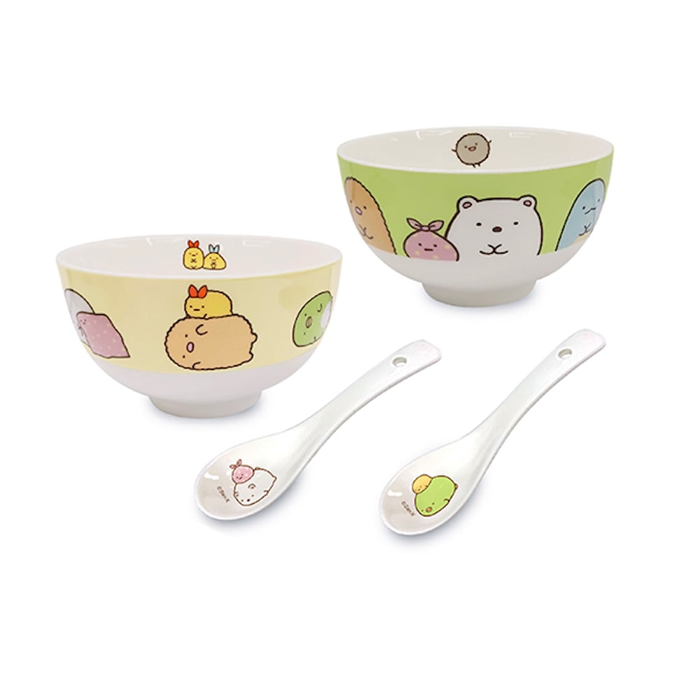 SUMIKKO 2P 4.5&quot; Rice Bowl+ 2pcs 5&quot; Spoon Gift Set