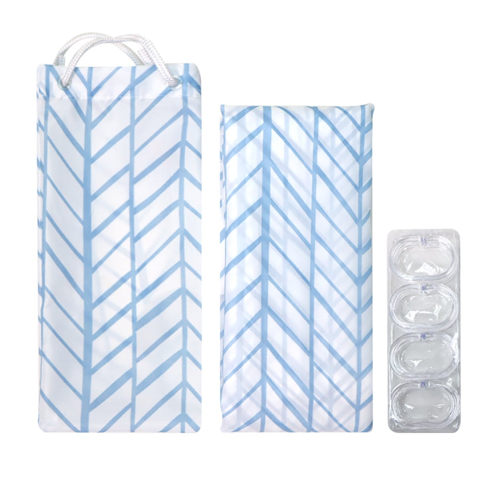 藍色線條防水浴簾包含物件