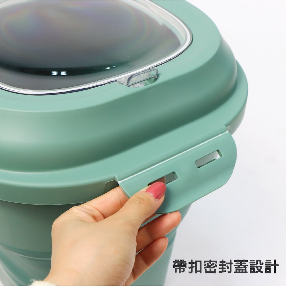 可摺疊帶蓋矽膠收納桶帶扣