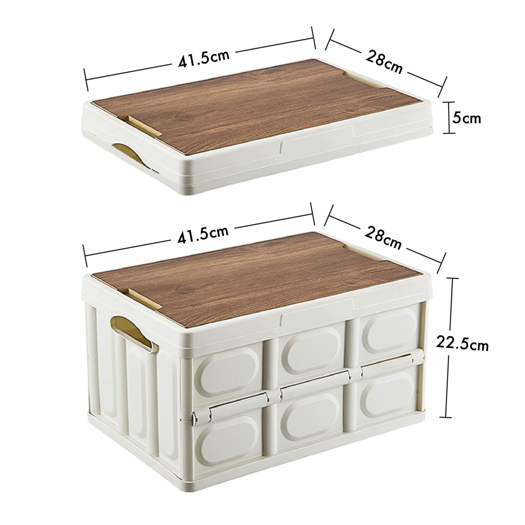 30L可摺疊收納膠箱連木板蓋尺寸