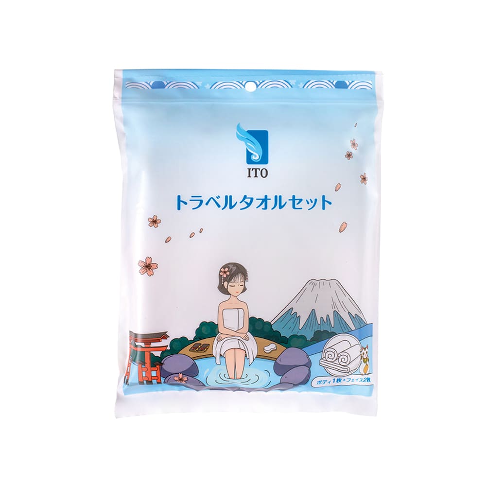 ITO Travel towel set (bath towel x1, face towel x2) 100g