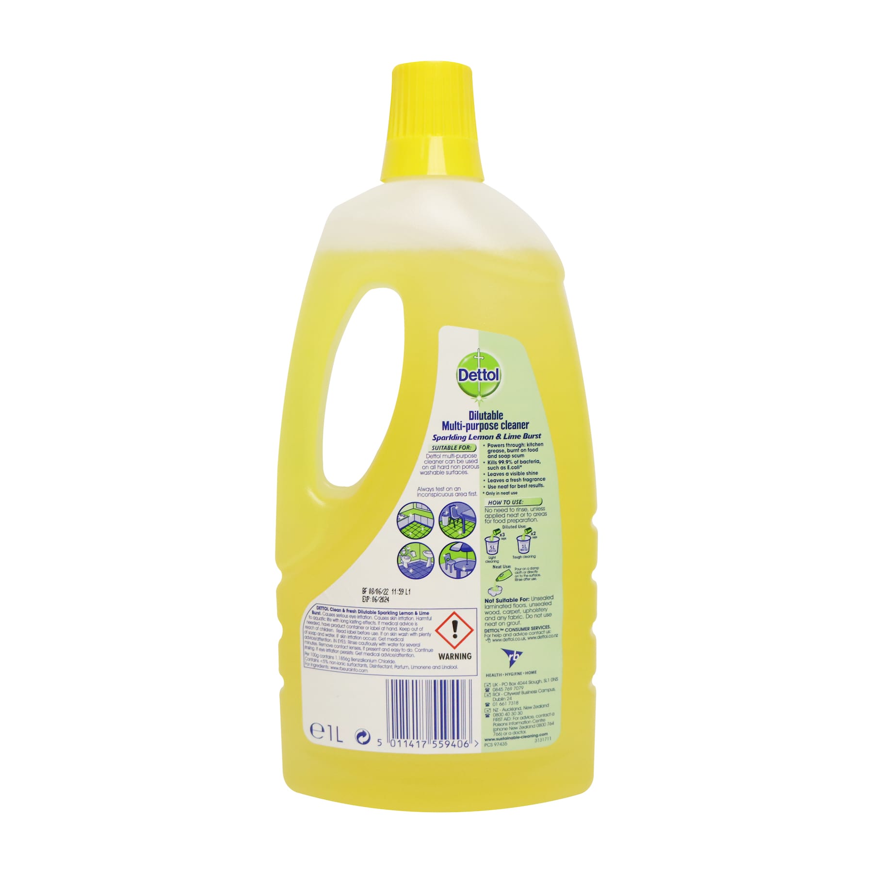 Dettol Clean and Fresh Multi Purpose Cleaner 1L (Sparkling Lemon & Lime Burst)