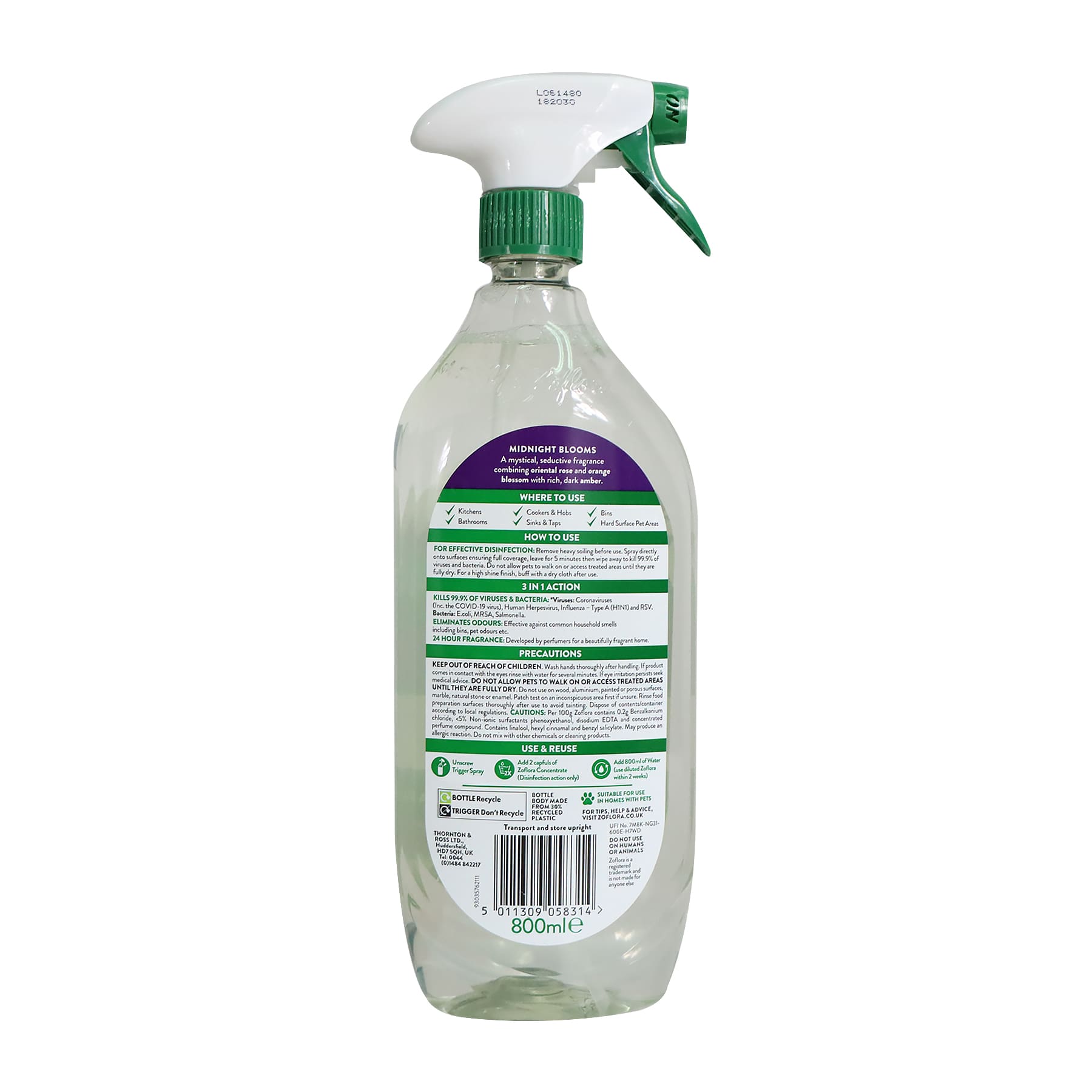 Zoflora Multipurpose Disinfectant Mist 800ml (Midnight Blooms)